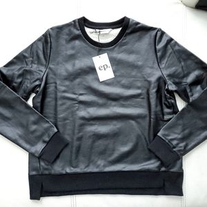 NWT Eleven Paris Faux-leather black sweater